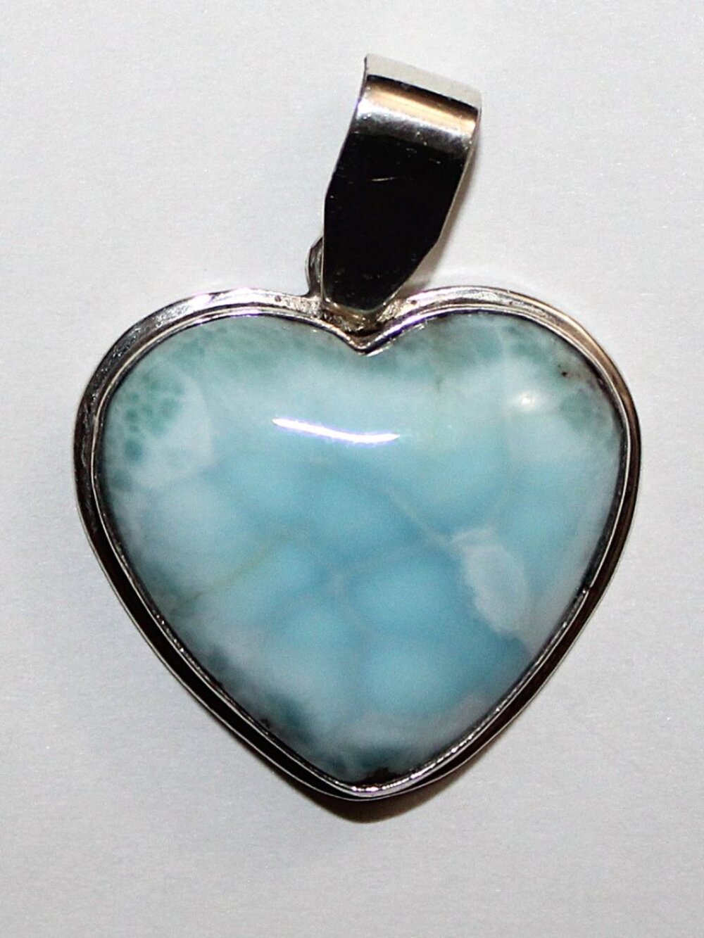 Sterling Silver Larimar Heart Shaped Pendant